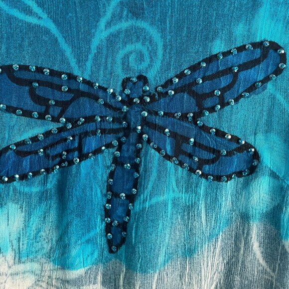 NEW Greater Good Womens Plus 4X Tunic Top Dragonfly Blue Purple V Neck Shirt - Picture 9 of 12